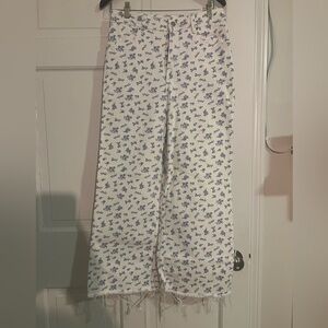 Floral Print Wide-Leg Jeans